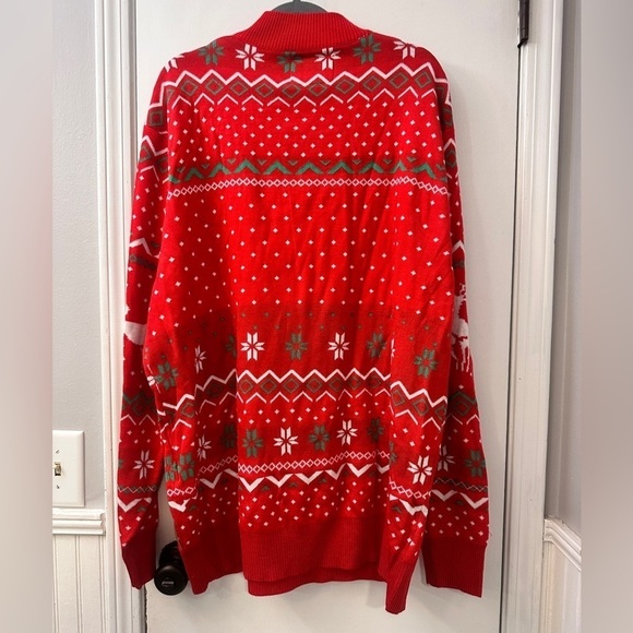 Tipsy Elves Men’s Christmas Reindeer Fair Isle Sweater Red 3XL - Picture 3 of 11